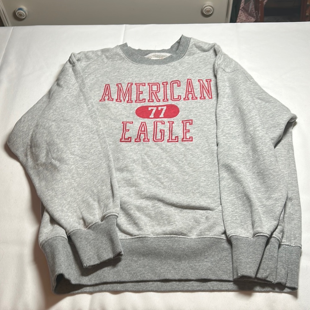 American Eagle Distressed Grey Hoodie